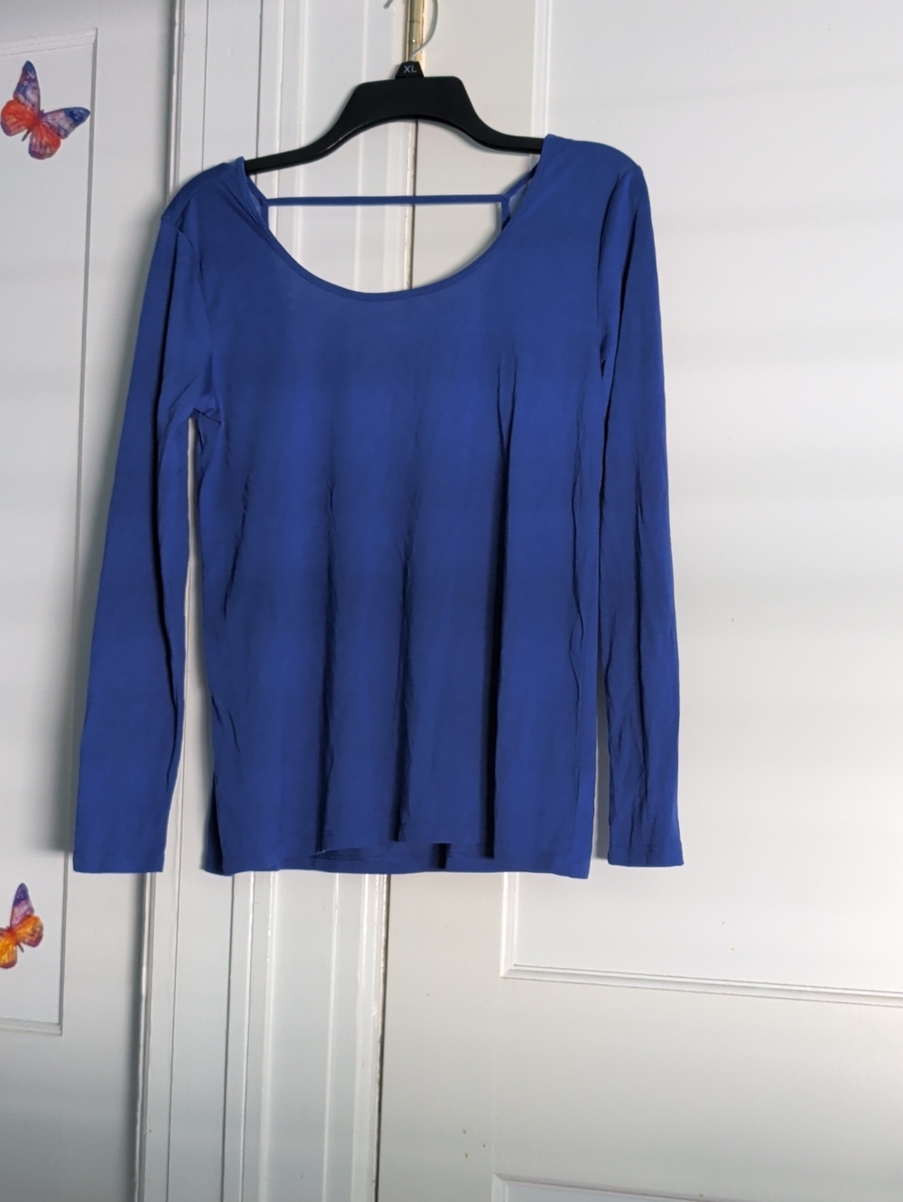 Women's Long-Sleeve Scoop Neck Top - Blue